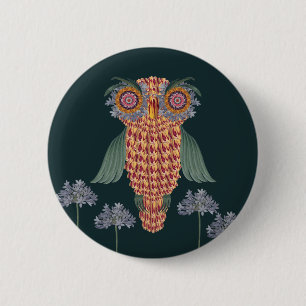 Badge Rond 5 Cm La chouette de sagesse et de fleurs