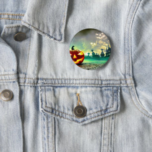 Badge Rond 5 Cm La citrouille lumineuse Halloween de SlipperyJoe