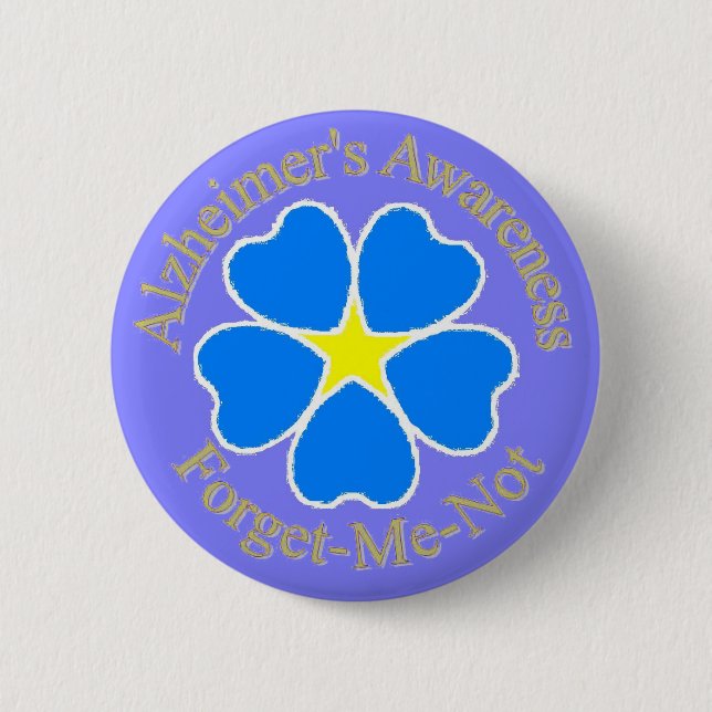 Badge Rond 5 Cm La conscience d'Alzheimer m'oublient pas Ylw (Devant)