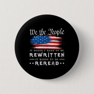 Badge Rond 5 Cm La Constitution Américaine Du Drapeau Des Etats-Un
