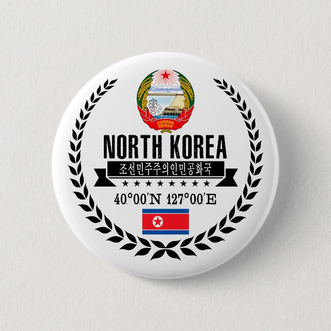 Badge Rond 5 Cm La Corée du Nord (Devant)