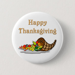 Badge Rond 5 Cm La Corne de Thanksgiving