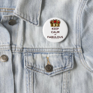 Badge Rond 5 Cm La couronne dorée rouge de SlipperyJoe reste calme