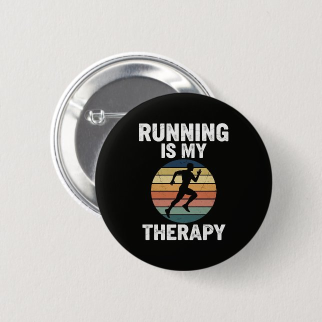 Badge Rond 5 Cm La course est ma thérapie (Devant & derrière)