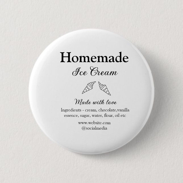 Badge Rond 5 Cm La crème glacée maison ajouter les ingrédients fab (Devant)