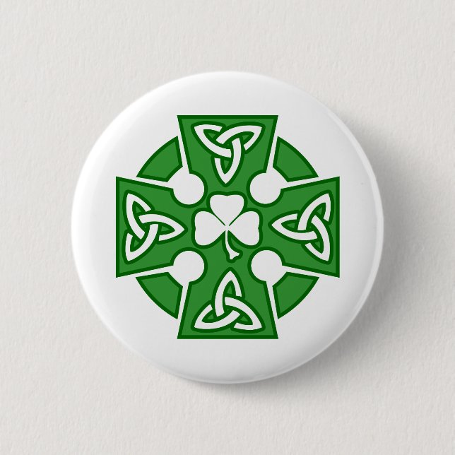 Badge Rond 5 Cm La croix celtique de St Patrick (Devant)