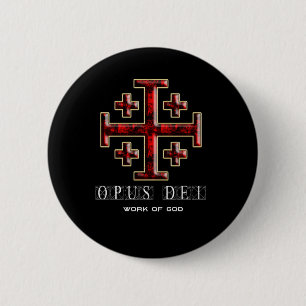 Badge Rond 5 Cm La croix de Jérusalem - ver 1 - opus Dei - noir