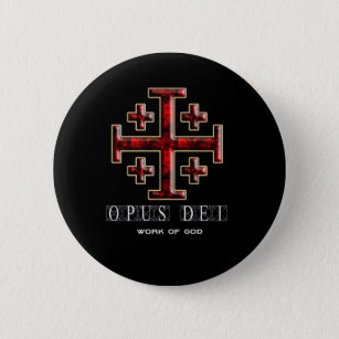 Badge Rond 5 Cm La croix de Jérusalem - ver 1 - opus Dei - noir