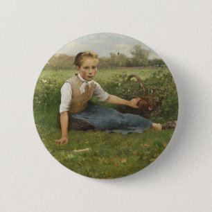 Badge Rond 5 Cm La cueillette fleurit 1882
