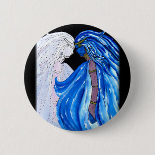 Badge Rond 5 Cm La Dame de la flamme bleue