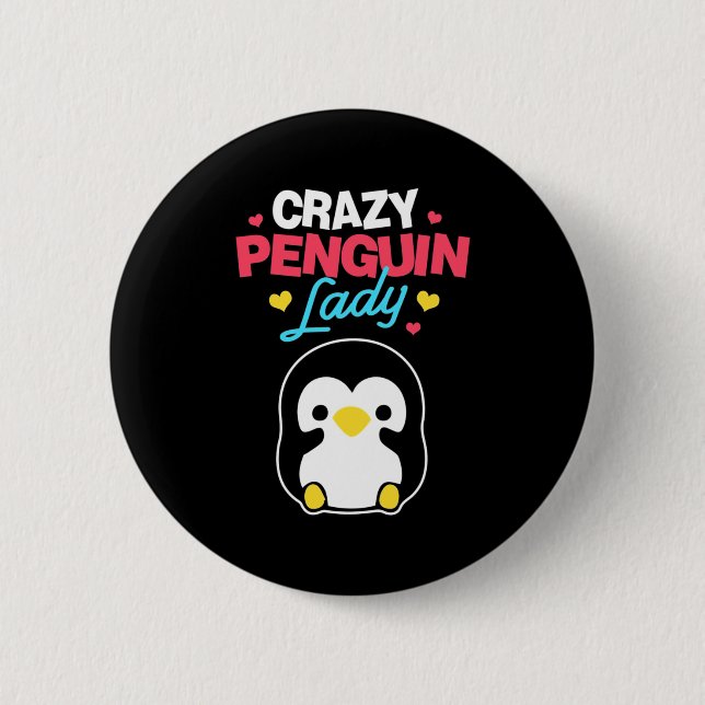 Badge Rond 5 Cm La dame du pingouin fou (Devant)