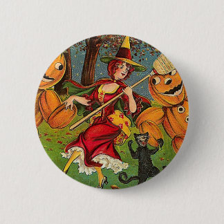 Badge Rond 5 Cm La danse de la sorcière - Halloween vintage
