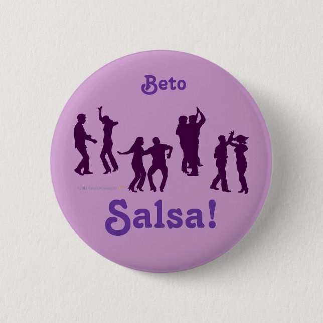 Badge Rond 5 Cm La danse de Salsa pose des silhouettes faites sur (Devant)