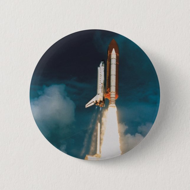Badge Rond 5 Cm La découverte de navette spatiale soufflent (Devant)