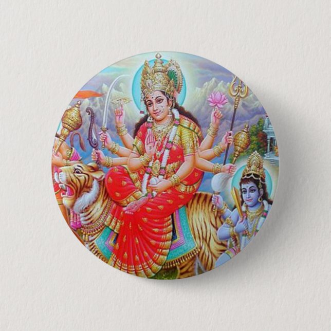 Badge Rond 5 Cm La déesse Durga Ji (Devant)