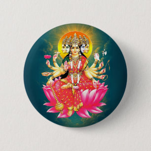 Badge Rond 5 Cm La déesse hindou Gayatri Devi