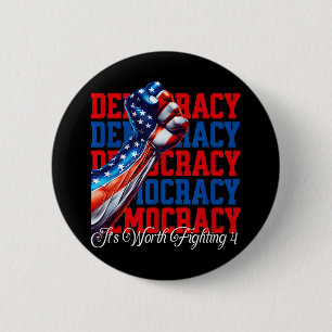 Badge Rond 5 Cm La démocratie anti-Trump vaut la peine d'être comb