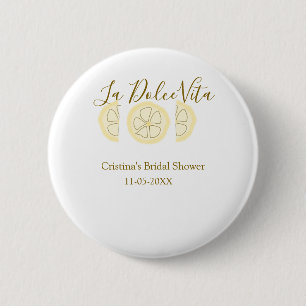 Badge Rond 5 Cm La Dolce Vita jaune citron Baby Shower pastel bo