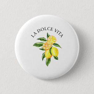 Badge Rond 5 Cm La Dolce Vita Lemon Italien Été Limoncello Amal