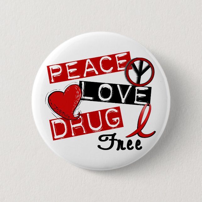 Badge Rond 5 Cm La drogue d'amour de paix libèrent (Devant)