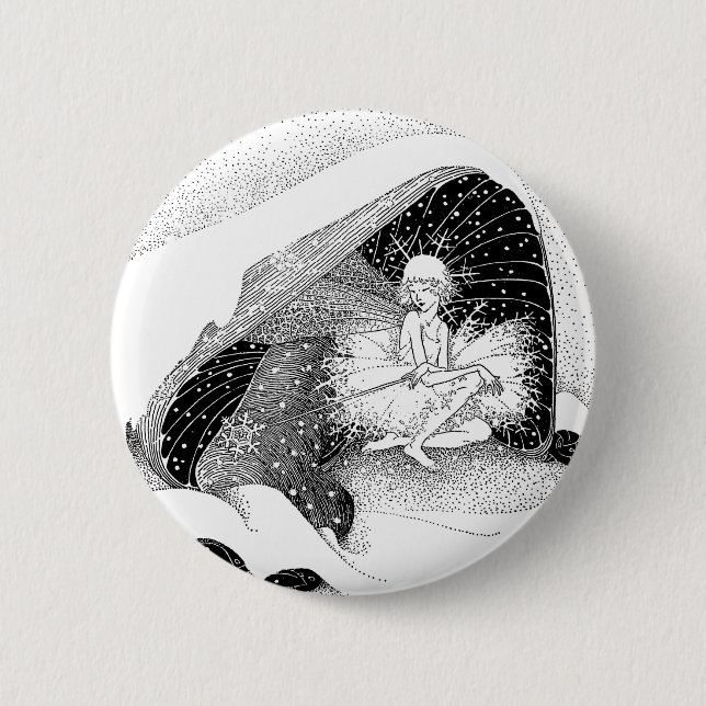 Badge Rond 5 Cm La fée dans le bouton d'hiver (Devant)