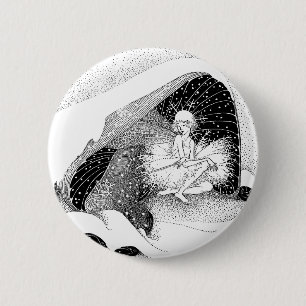 Badge Rond 5 Cm La fée dans le bouton d'hiver