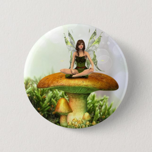 Badge Rond 5 Cm La fée de champignon (Devant)