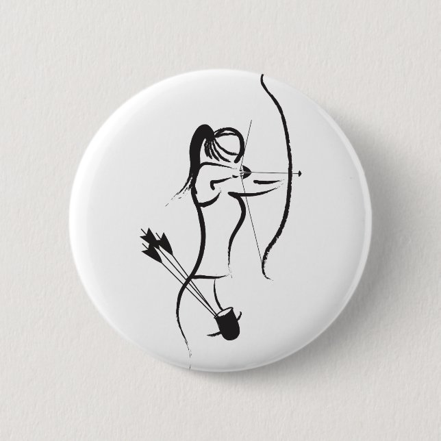 Badge Rond 5 Cm La femelle Recurve Archer (Devant)