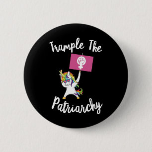 Badge Rond 5 Cm La Feministe Unicorn Trompe L'Activiste Du Patriar