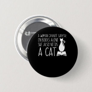 Badge Rond 5 Cm La femme de chat de livre survivent au chat des
