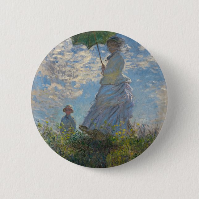 Badge Rond 5 Cm La Femme de Monet avec parasol (Devant)