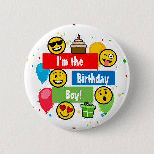 Badge Rond 5 Cm La fête d'anniversaire d'Emoji badine Im le garç