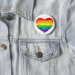 Badge Rond 5 Cm La fierté de SlipperyJoe, gribouillages de cœur en