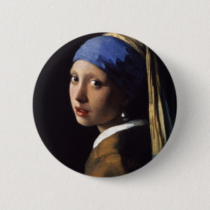 Badge Rond 5 Cm La Fille avec la perle qui s'élève par Vermeer