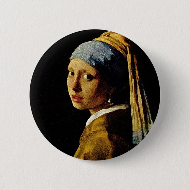 Badge Rond 5 Cm La fille avec un turban/fille avec la boucle (Devant)