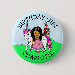 Badge Rond 5 Cm La fille d'anniversaire personnalisent princesse