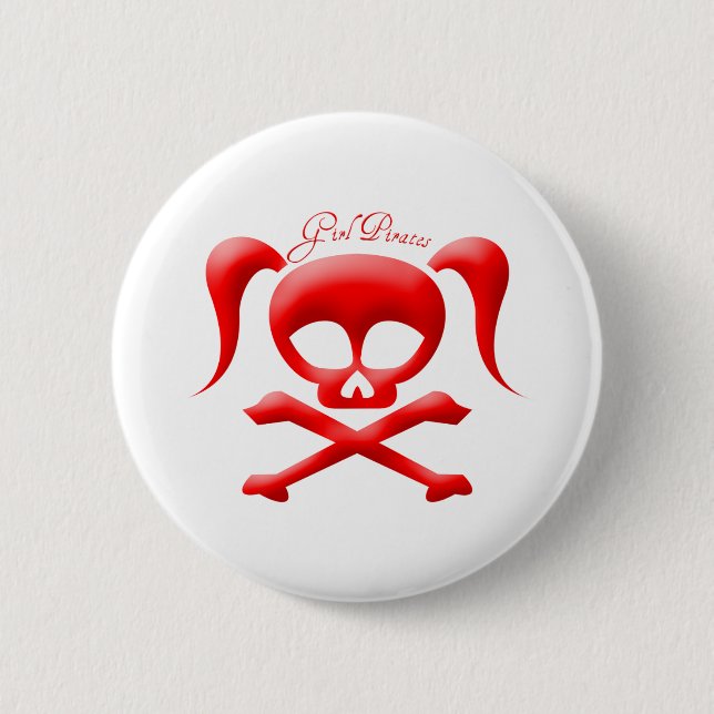 Badge Rond 5 Cm La fille pirate le bouton (Devant)
