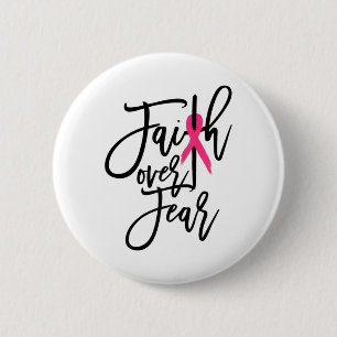 Badge Rond 5 Cm La foi au sujet de la peur Le cancer du sein crois