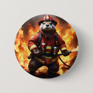 Badge Rond 5 Cm **"La fourrure et les flammes : le feu de dos de l