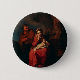 Badge Rond 5 Cm La Fuite en Égypte par Abraham Bloemaert 