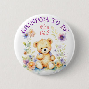 Badge Rond 5 Cm La grand-mère Baby shower de la fille Teddy Bear