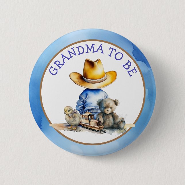 Badge Rond 5 Cm La grand-mère doit être un Lil' Cowboy | BABY SHOW (Devant)
