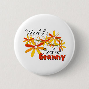 Badge Rond 5 Cm La grand-mère la plus cool du monde floral