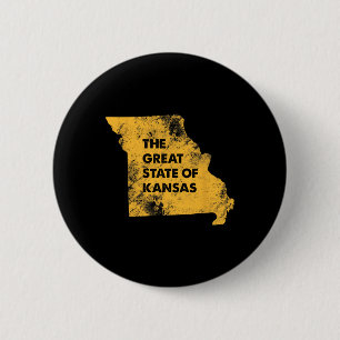 Badge Rond 5 Cm La Grande Carte de l'État du Kansas Missouri