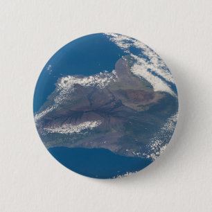 Badge Rond 5 Cm La Grande Île D'Hawaï Et Ses Montagnes