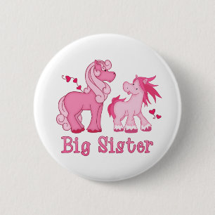 Badge Rond 5 Cm La Grande Soeur de Pink Poney
