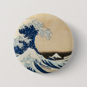 Badge Rond 5 Cm La Grande Vague au large de Kanagawa par Hokusai