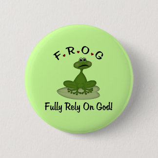 Badge Rond 5 Cm La grenouille repose entièrement sur Dieu