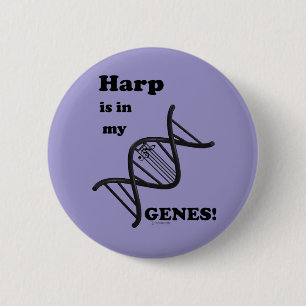 Badge Rond 5 Cm La Harpe Est Dans Mes Gènes