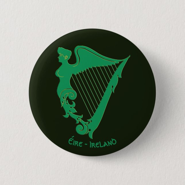 Badge Rond 5 Cm La harpe irlandaise - symbole de l'Irlande (Devant)